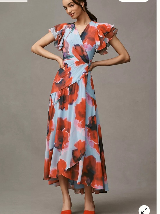 Hutch Dresses & Skirts - Hutch Anthropologie Zola Flutter-Sleeve Wrap Maxi Dress Size MP